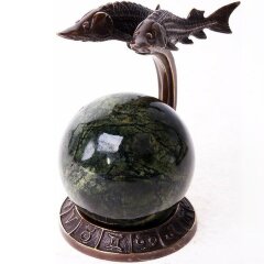 Бронзовая статуэтка «Рыбы» на камне змеевик