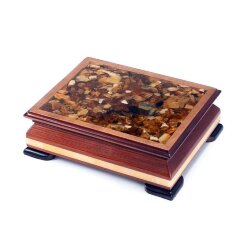 Деревянная шкатулка «Герб РФ» с натуральным янтарём