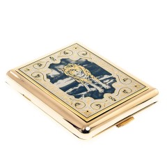 Позолоченный портсигар на 20 сигарет «Волк» в подарок охотнику