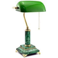 Зелёная настольная лампа из малахита «СССР» для рабочего стола руководителя