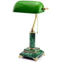 Зелёная настольная лампа из малахита «СССР» для рабочего стола руководителя
