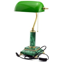 Зелёная настольная лампа из малахита «СССР» для рабочего стола руководителя