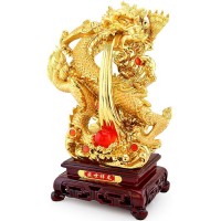 Позолоченная фигурка китайского дракона изобилия «Змей лун» — символ силы, величия и мудрости