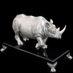 Подарочная статуэтка «Белый носорог» с серебрением в подарок руководителю