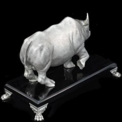 Подарочная статуэтка «Белый носорог» с серебрением в подарок руководителю