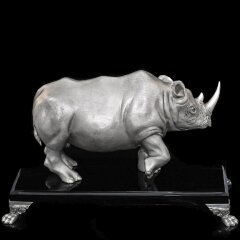 Подарочная статуэтка «Белый носорог» с серебрением в подарок руководителю