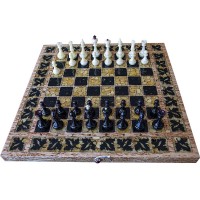Подарочные шахматы «Осень» из карельской берёзы и янтаря
