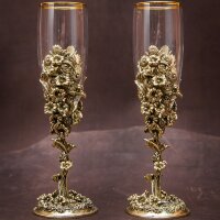 Пара подарочных бокалов для вина «Цветущий сад» с художественным оформлением