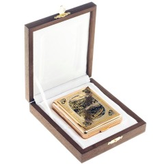 Позолоченный портсигар на 20 сигарет «Рыбалка» в подарок рыбаку