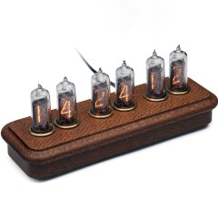 Ретро часы ламповые «Восток-4» на газоразрядных индикаторах из ценных пород дерева