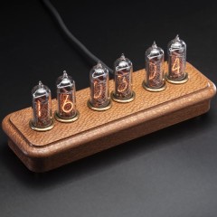 Ретро часы ламповые «Восток-4» на газоразрядных индикаторах из ценных пород дерева