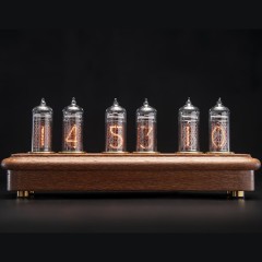 Ретро часы ламповые «Восток-4» на газоразрядных индикаторах из ценных пород дерева