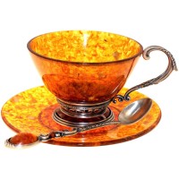 Чайная чашка из янтаря «Ажурная»
