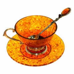 Чайная чашка из янтаря «Ажурная»
