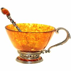 Чайная чашка из янтаря «Ажурная»