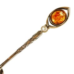 Серебряная ложечка «Императрица» с янтарем