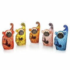 Стеклянная фигурка «Обезьянка» (голубая) из художественного хрусталя