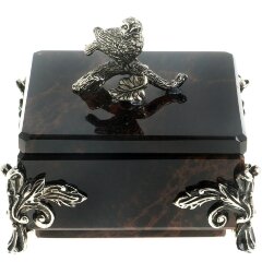 Подарочная шкатулка «Соловей» из натурального камня обсидиан