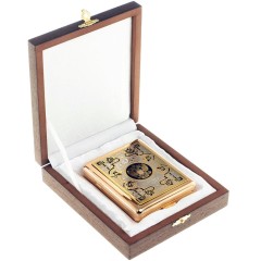 Позолоченный портсигар на 20 сигарет «Герб РФ» в подарок руководителю