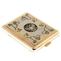 Позолоченный портсигар на 20 сигарет «Герб РФ» в подарок руководителю