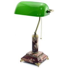 Зелёная настольная лампа из яшмы «Кремлёвская» для рабочего кабинета руководителя