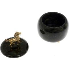 Подарочная шкатулка «Лошадка» из камня змеевик для хранения украшений