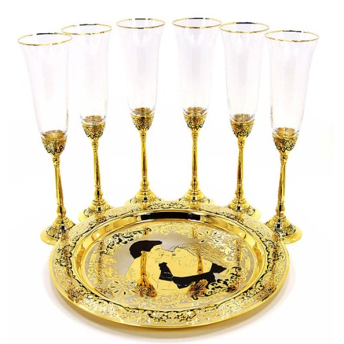 Позолоченный винный набор «Вальс» с подносом