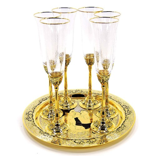 Позолоченный винный набор «Вальс» с подносом