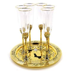 Позолоченный винный набор «Вальс» с подносом