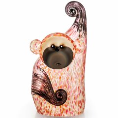 Стеклянная фигурка «Обезьянка» (розовая) из художественного хрусталя