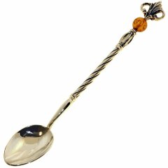 Серебряная ложечка «Принцесса» с янтарём