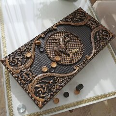 Резные нарды ручной работы «Скорпион» с художественным декором