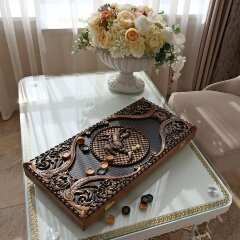 Резные нарды ручной работы «Скорпион» с художественным декором