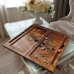 Резные нарды ручной работы «Скорпион» с художественным декором