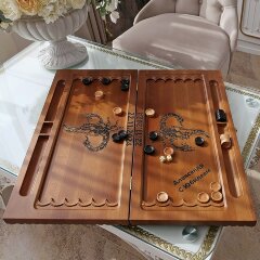 Резные нарды ручной работы «Скорпион» с художественным декором