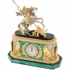 Настольные часы «Георгий Победоносец» из малахита
