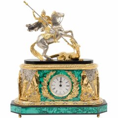 Настольные часы «Георгий Победоносец» из малахита