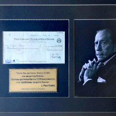 Эксклюзивный автограф «Пол Гетти» на чеке