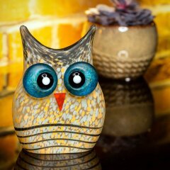 Интерьерная фигурка «Сова» (оранжевая) из художественного стекла