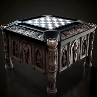 Резной шахматный стол «Рыцари» из массива дуба