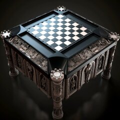 Резной шахматный стол «Рыцари» из массива дуба