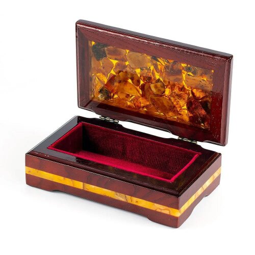 Деревянная шкатулка «Ларец» с мозаикой из натурального янтаря