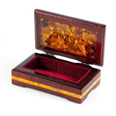 Деревянная шкатулка «Ларец» с мозаикой из натурального янтаря