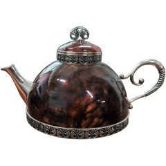 Янтарный чайник «Барыня» с художественным декором в подарок к праздничному столу