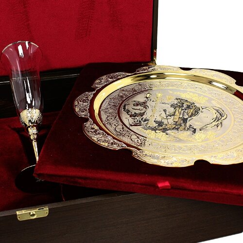 Позолоченный винный набор «Мастер и Маргарита» с подносом