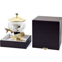 Икорница хрустальная (богема) «Осётр» в подарок мужчине рыбаку