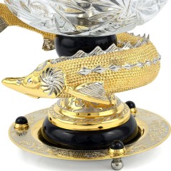 Икорница хрустальная (богема) «Осётр» в подарок мужчине рыбаку