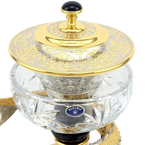 Икорница хрустальная (богема) «Осётр» в подарок мужчине рыбаку