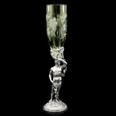 Серебряные бокалы для вина «Адам и Ева» с изумрудным хрусталём