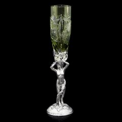 Серебряные бокалы для вина «Адам и Ева» с изумрудным хрусталём